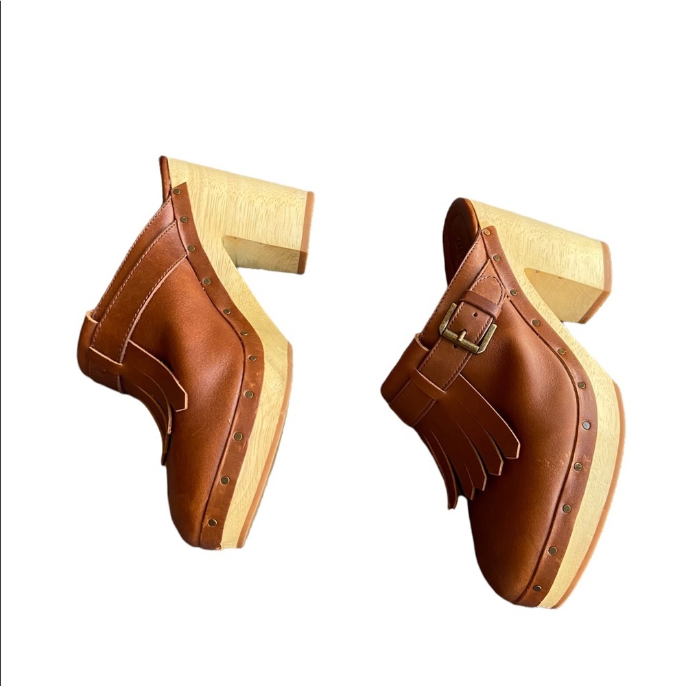 Madewell Fringed Chestnut Mules Slides - Picture 6 of 16